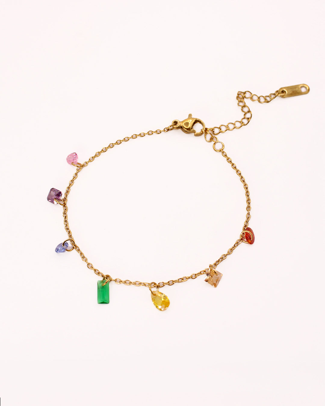 pulsera de color oro para mujer con circonitas de colores